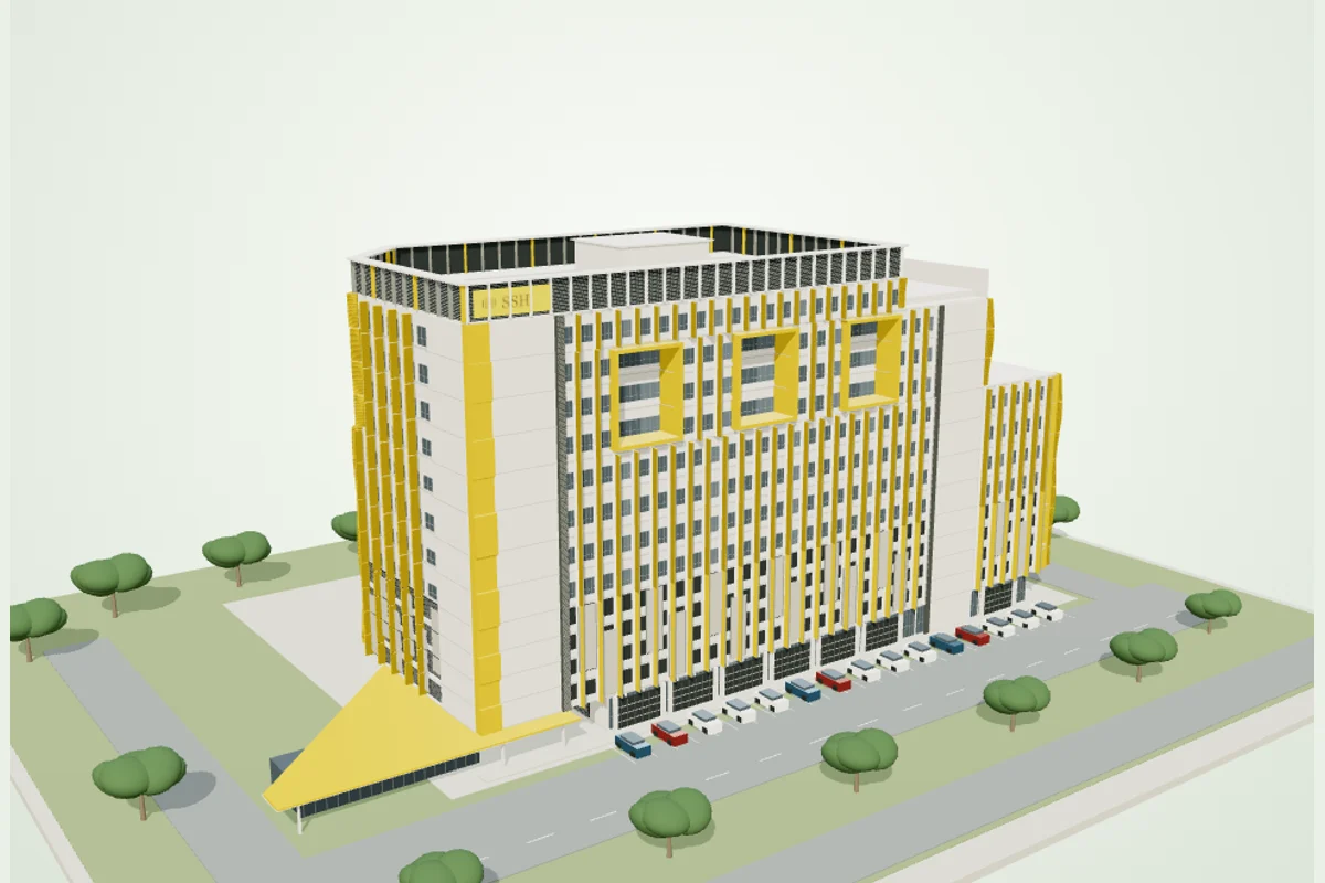 Preview of the interactive exterior model of Semenyih Specialist Hospital