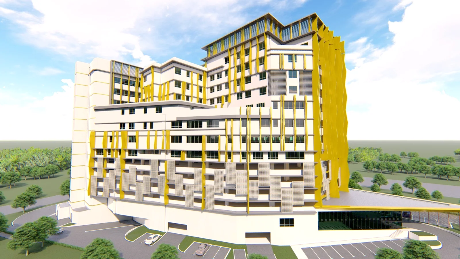 Artist impression of Semenyih Specialist Hospital: View toward Jalan TTS 1/1